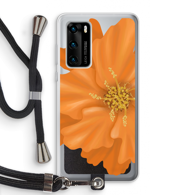 Orange Ellila flower: Huawei P40 Transparant Hoesje met koord