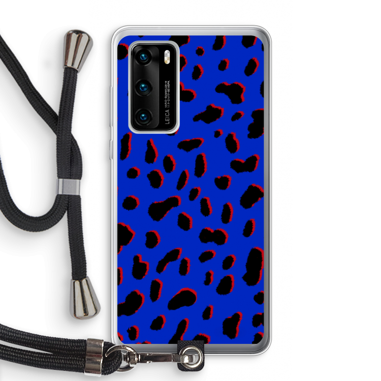 Blue Leopard: Huawei P40 Transparant Hoesje met koord