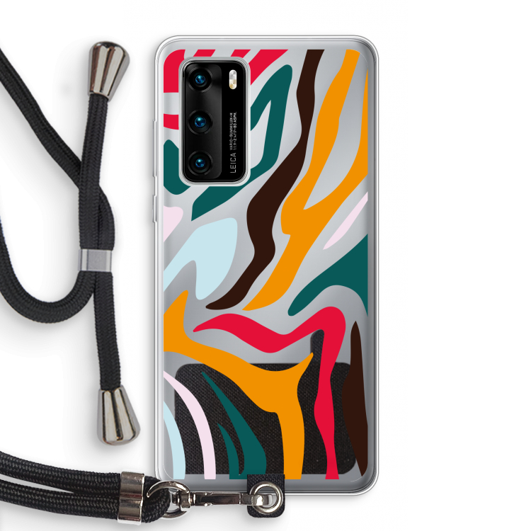 Colored Zebra: Huawei P40 Transparant Hoesje met koord