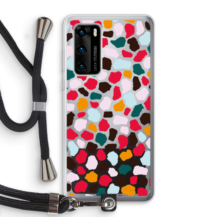 Colored Giraffe: Huawei P40 Transparant Hoesje met koord