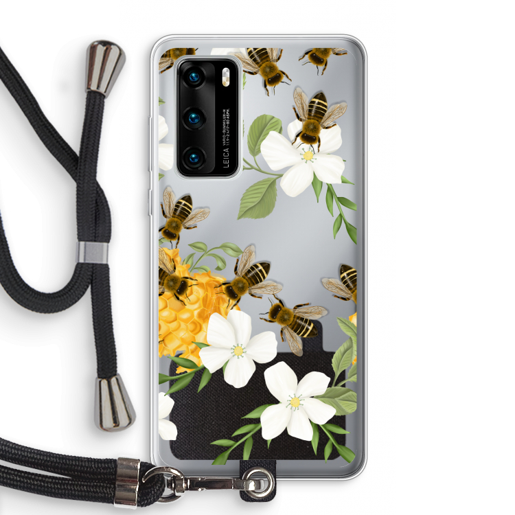 No flowers without bees: Huawei P40 Transparant Hoesje met koord