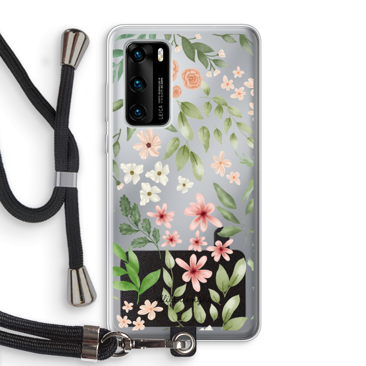 Botanical sweet flower heaven: Huawei P40 Transparant Hoesje met koord
