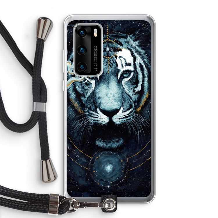 Darkness Tiger: Huawei P40 Transparant Hoesje met koord