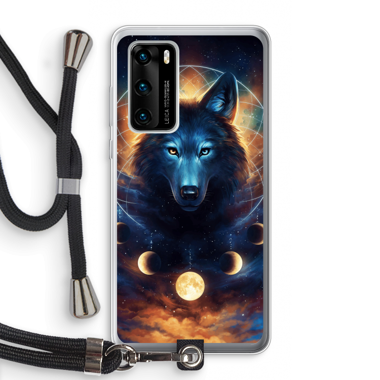 Wolf Dreamcatcher: Huawei P40 Transparant Hoesje met koord
