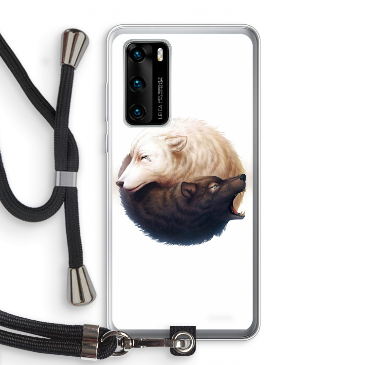 Yin Yang Wolves: Huawei P40 Transparant Hoesje met koord