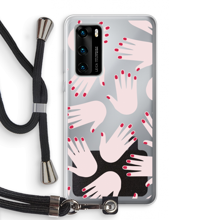 Hands pink: Huawei P40 Transparant Hoesje met koord