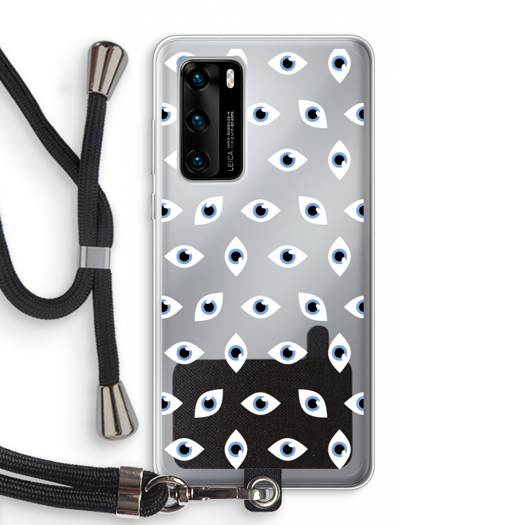 Eyes pattern: Huawei P40 Transparant Hoesje met koord