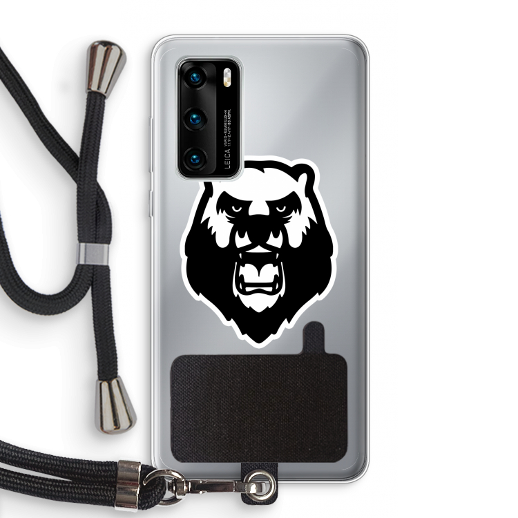 Angry Bear (white): Huawei P40 Transparant Hoesje met koord