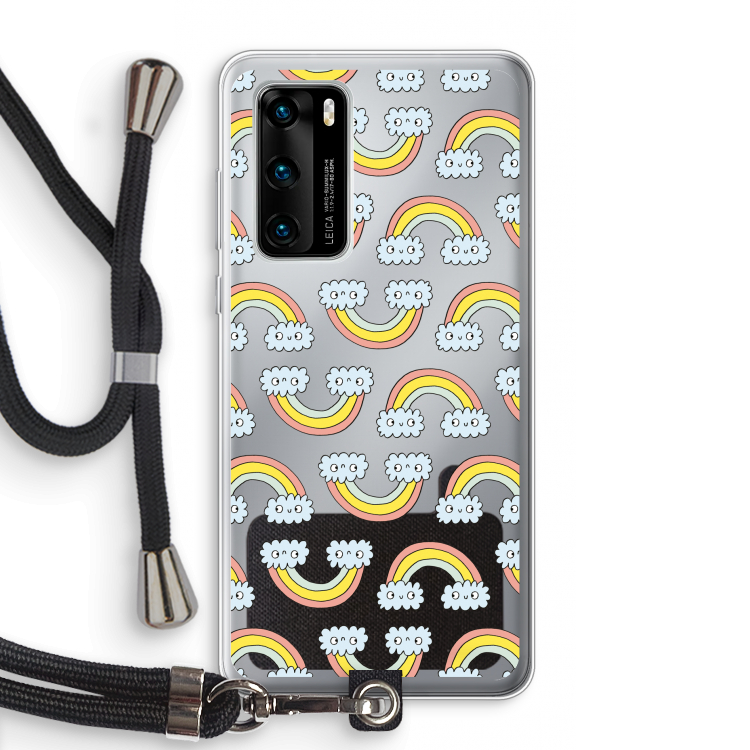 Regenboog: Huawei P40 Transparant Hoesje met koord