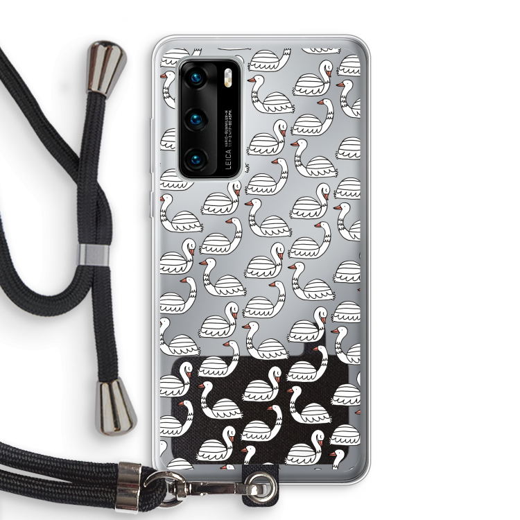 Zwanen: Huawei P40 Transparant Hoesje met koord