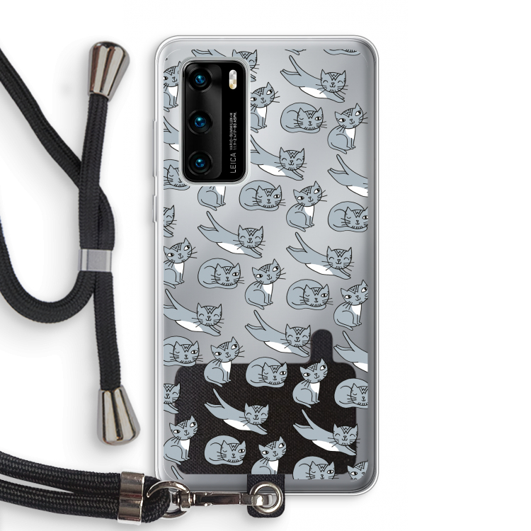 Poezen: Huawei P40 Transparant Hoesje met koord