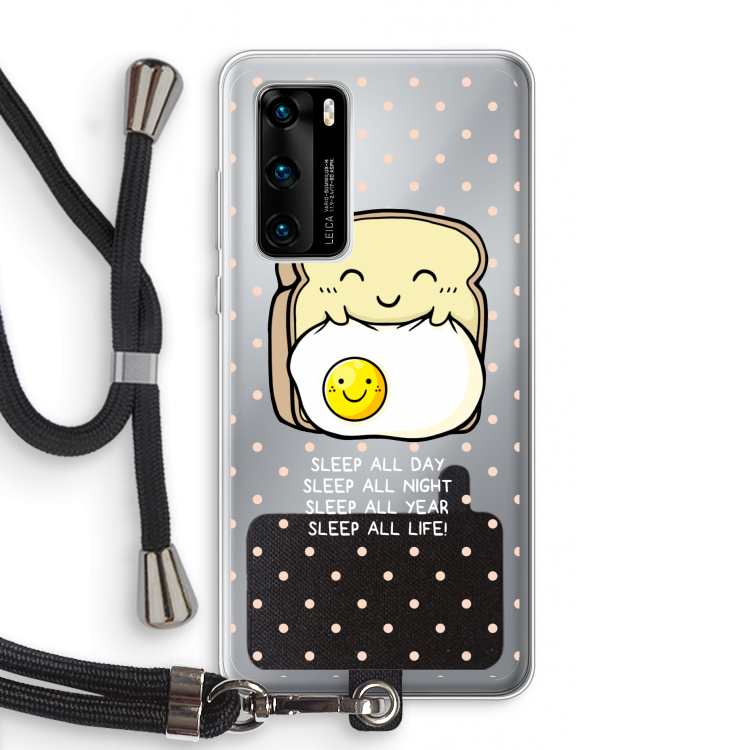 Sleep All Day: Huawei P40 Transparant Hoesje met koord