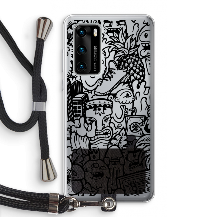 Vexx Black Mixtape: Huawei P40 Transparant Hoesje met koord