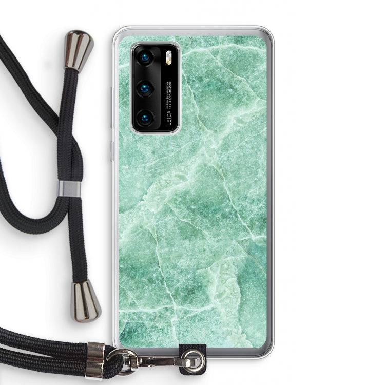 Groen marmer: Huawei P40 Transparant Hoesje met koord