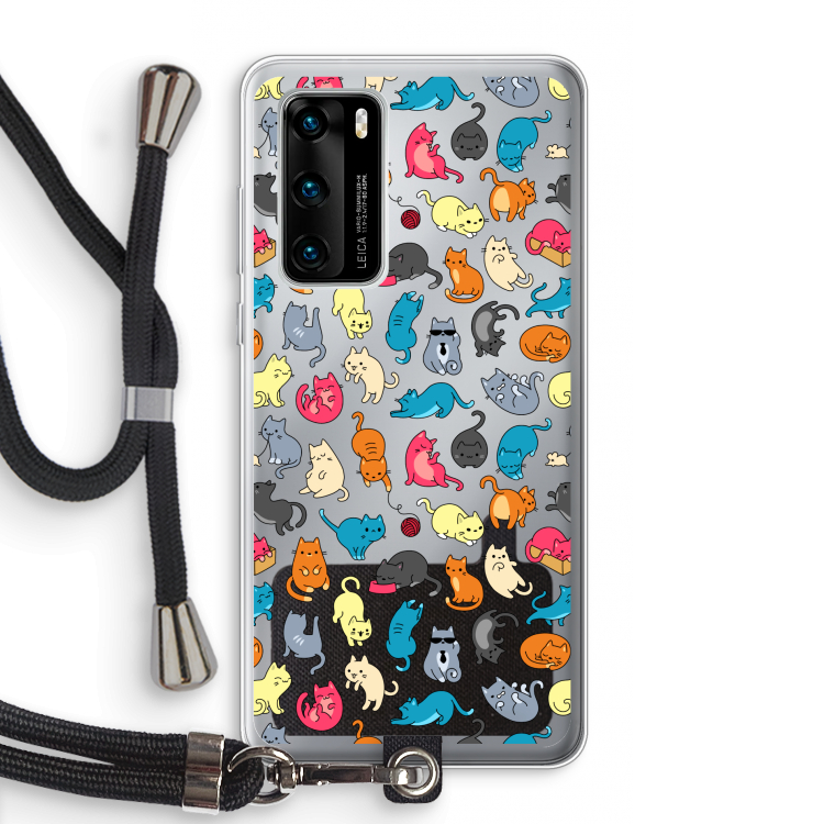 Kleurrijke katten: Huawei P40 Transparant Hoesje met koord