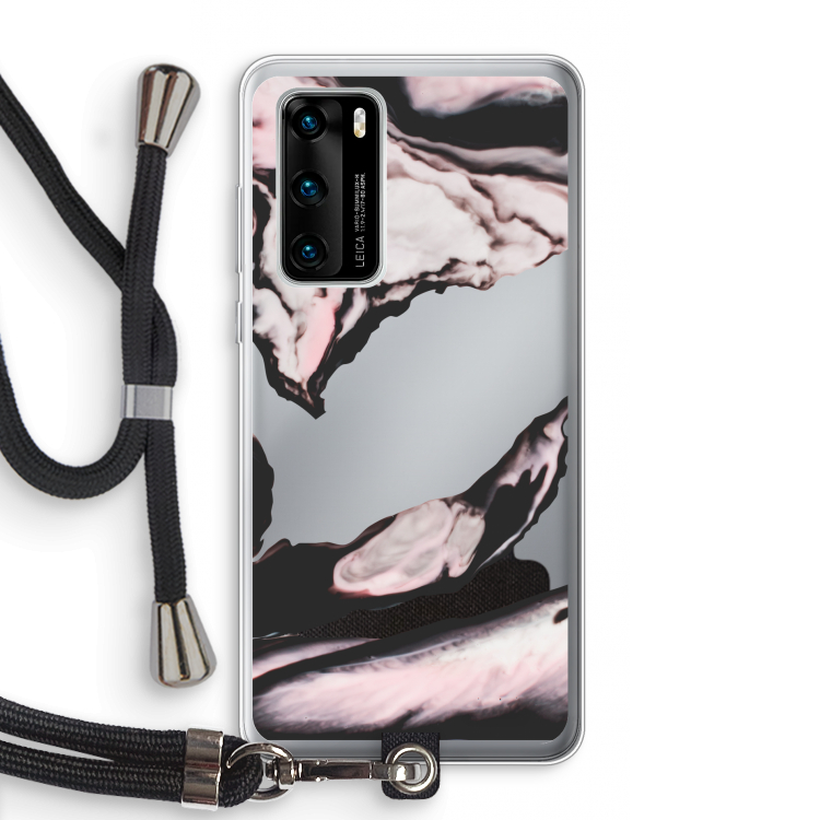 Roze stroom: Huawei P40 Transparant Hoesje met koord