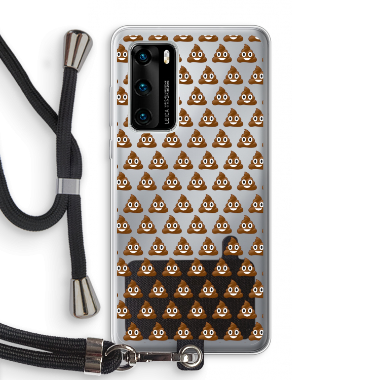 Poop emoji: Huawei P40 Transparant Hoesje met koord