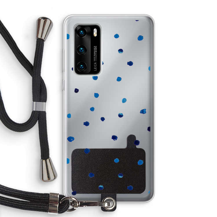 Blauwe stippen: Huawei P40 Transparant Hoesje met koord