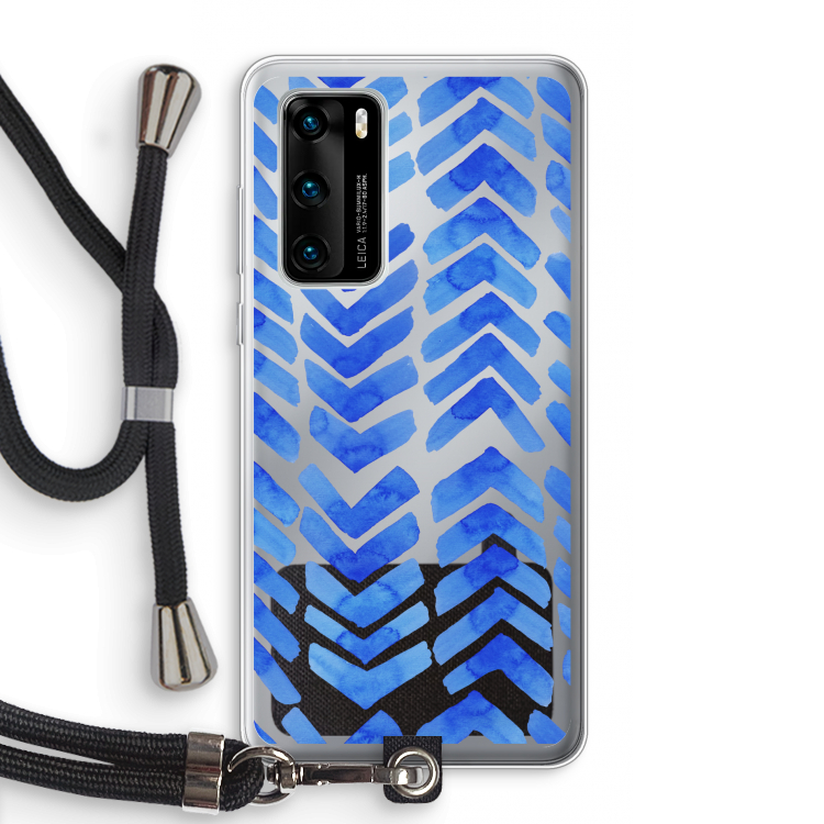 Blauwe pijlen: Huawei P40 Transparant Hoesje met koord