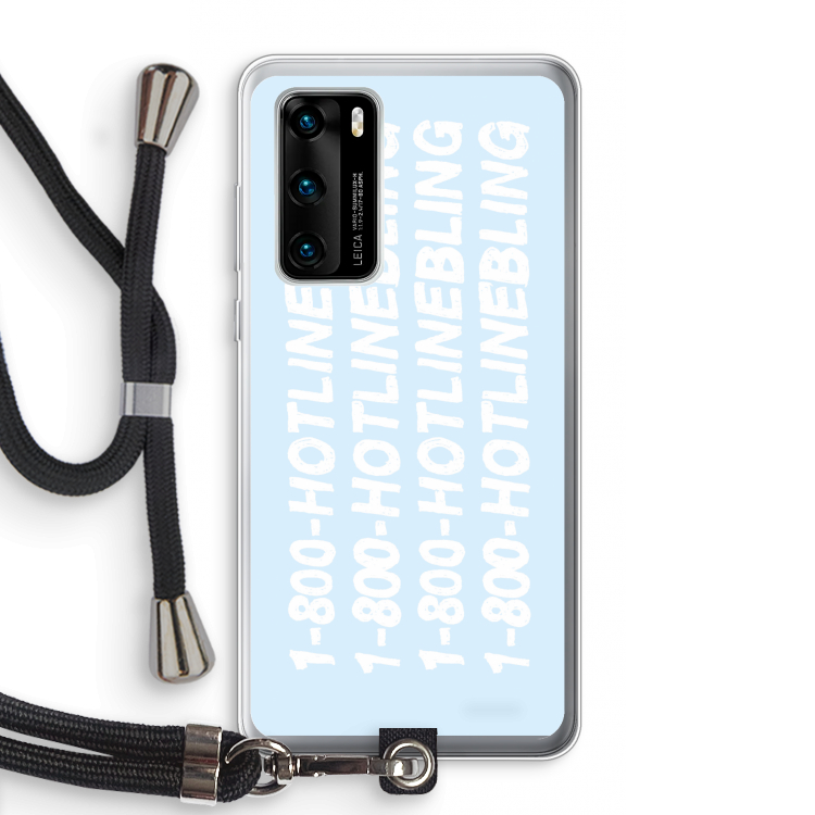 Hotline bling blue: Huawei P40 Transparant Hoesje met koord