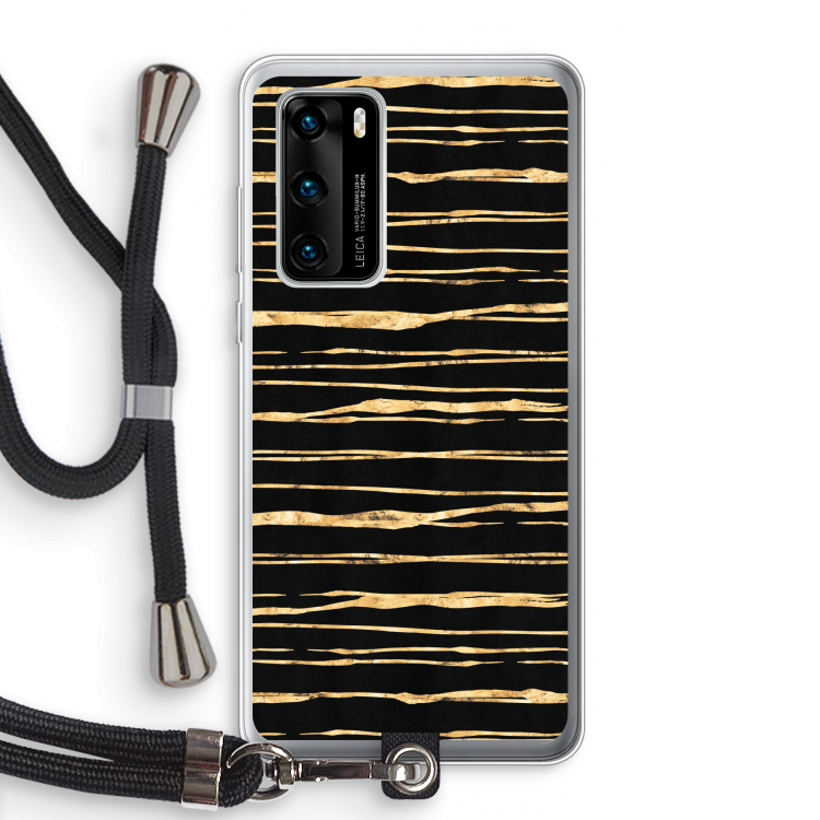 Gouden strepen: Huawei P40 Transparant Hoesje met koord