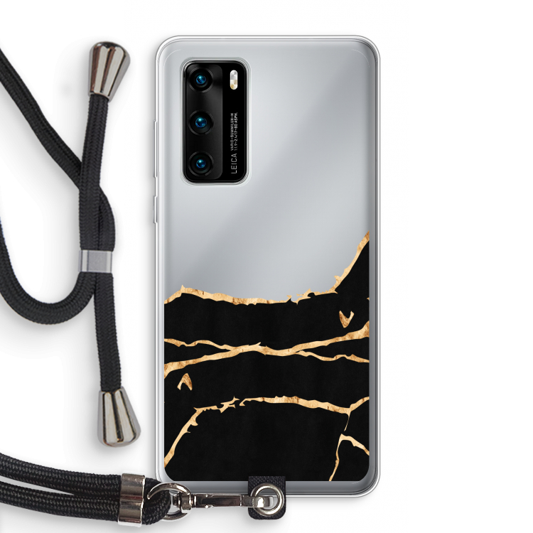 Gouden marmer: Huawei P40 Transparant Hoesje met koord