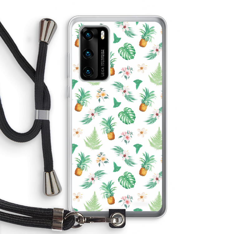 Ananas bladeren: Huawei P40 Transparant Hoesje met koord