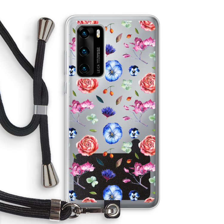 Bloemetjes: Huawei P40 Transparant Hoesje met koord