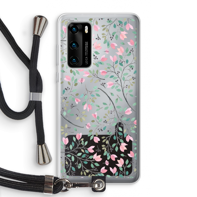 Sierlijke bloemen: Huawei P40 Transparant Hoesje met koord