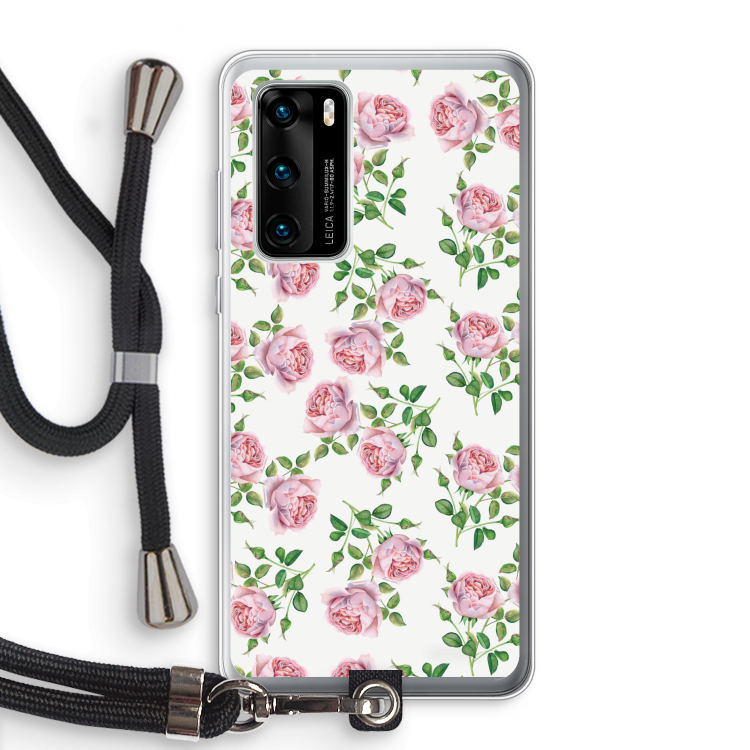 Kleine roosjes: Huawei P40 Transparant Hoesje met koord