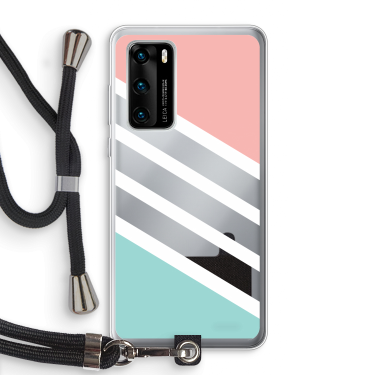 Strepen pastel: Huawei P40 Transparant Hoesje met koord