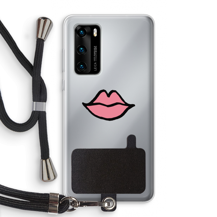 Kusje: Huawei P40 Transparant Hoesje met koord