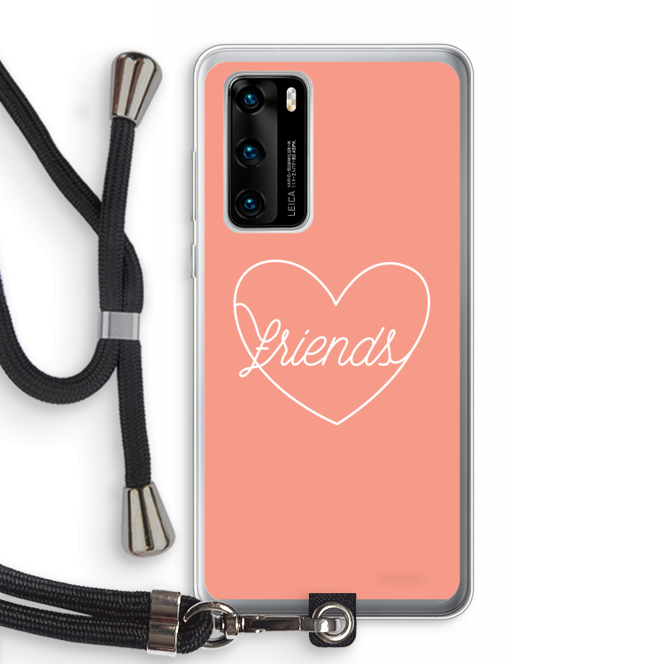 Friends heart: Huawei P40 Transparant Hoesje met koord