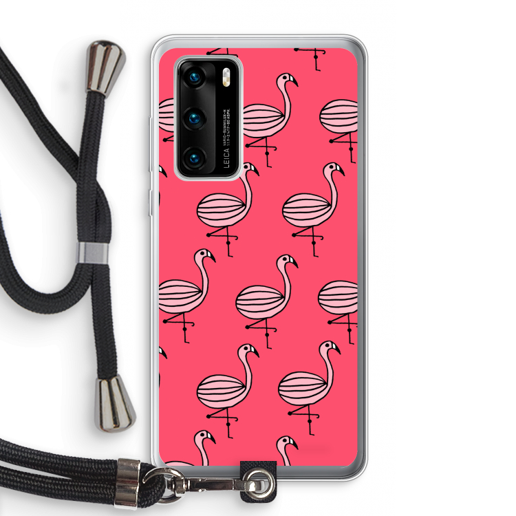 Flamingo: Huawei P40 Transparant Hoesje met koord