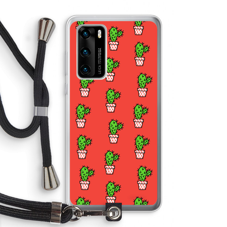 Mini cactus: Huawei P40 Transparant Hoesje met koord