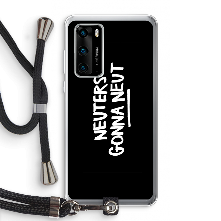 Neuters (zwart): Huawei P40 Transparant Hoesje met koord