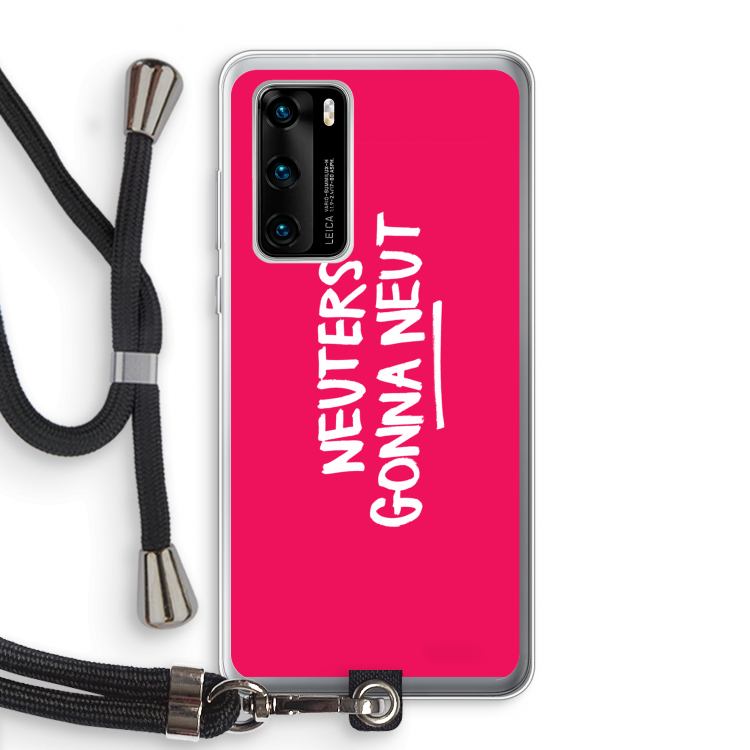 Neuters (roze): Huawei P40 Transparant Hoesje met koord