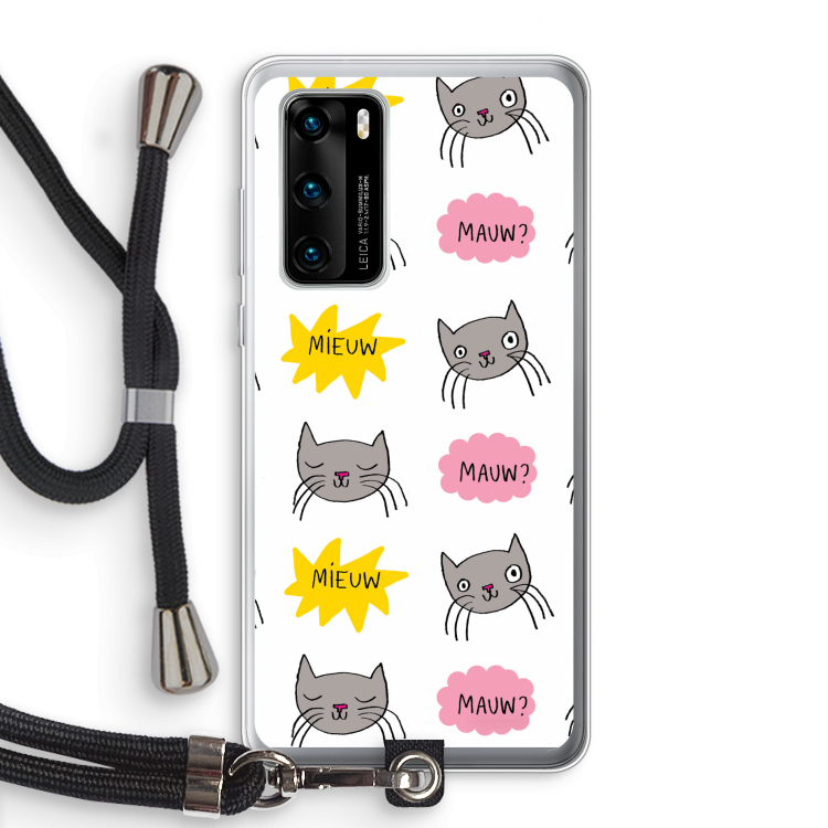 Meow: Huawei P40 Transparant Hoesje met koord