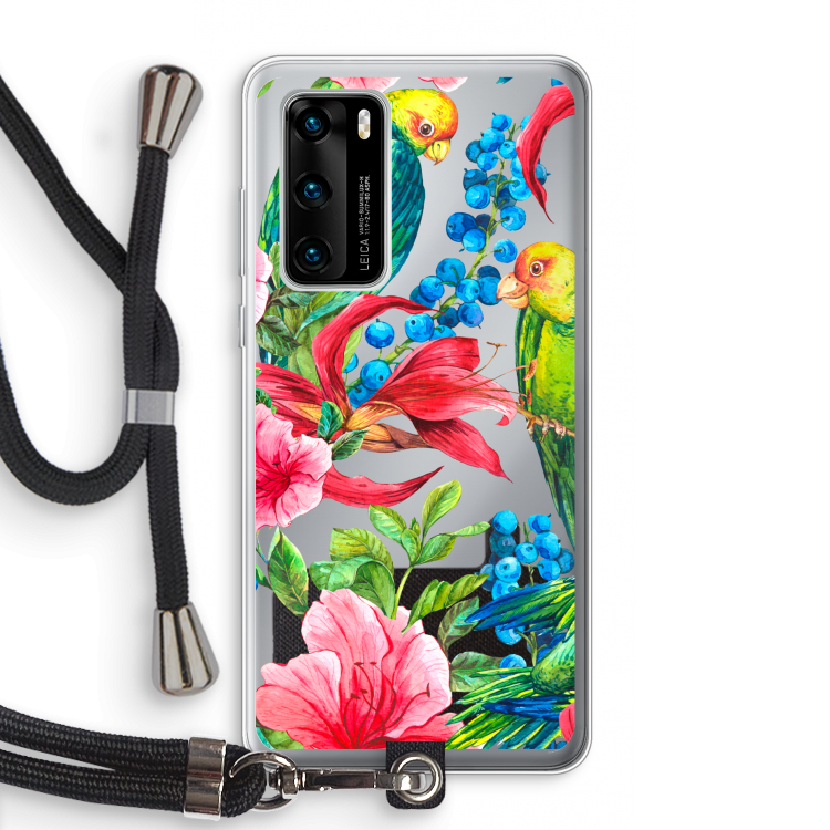 Papegaaien: Huawei P40 Transparant Hoesje met koord