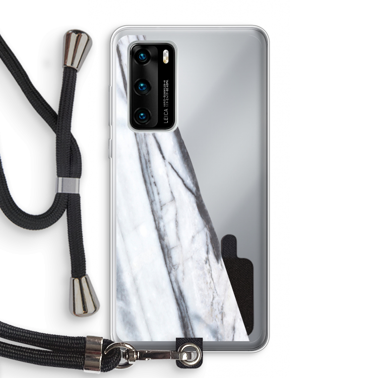 Gestreepte marmer: Huawei P40 Transparant Hoesje met koord
