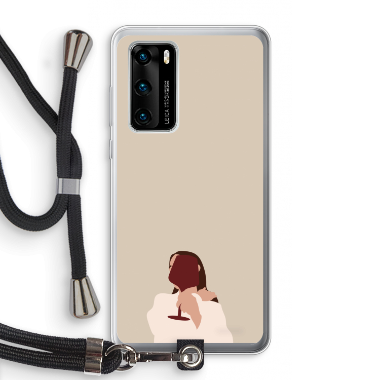 I drink wine: Huawei P40 Transparant Hoesje met koord