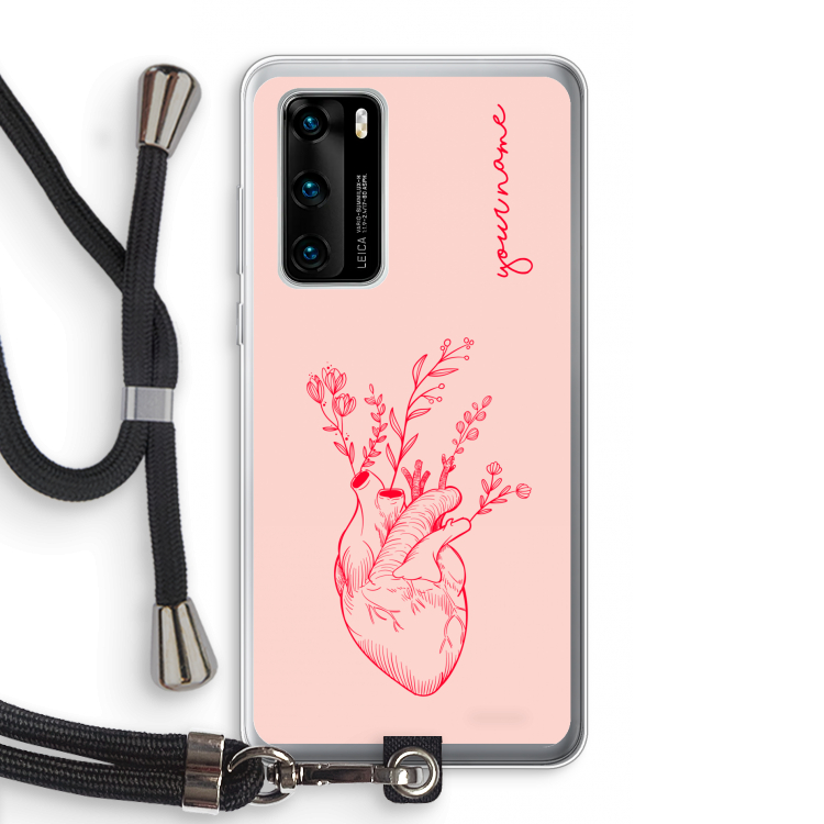 Blooming Heart: Huawei P40 Transparant Hoesje met koord