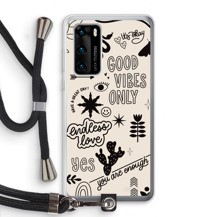 Good vibes: Huawei P40 Transparant Hoesje met koord