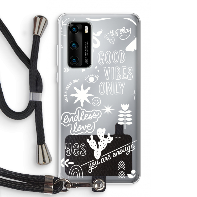 Good vibes: Huawei P40 Transparant Hoesje met koord