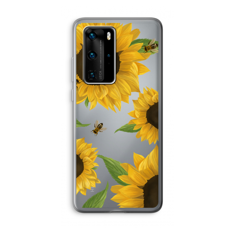 Sunflower and bees: Huawei P40 Pro Transparant Hoesje