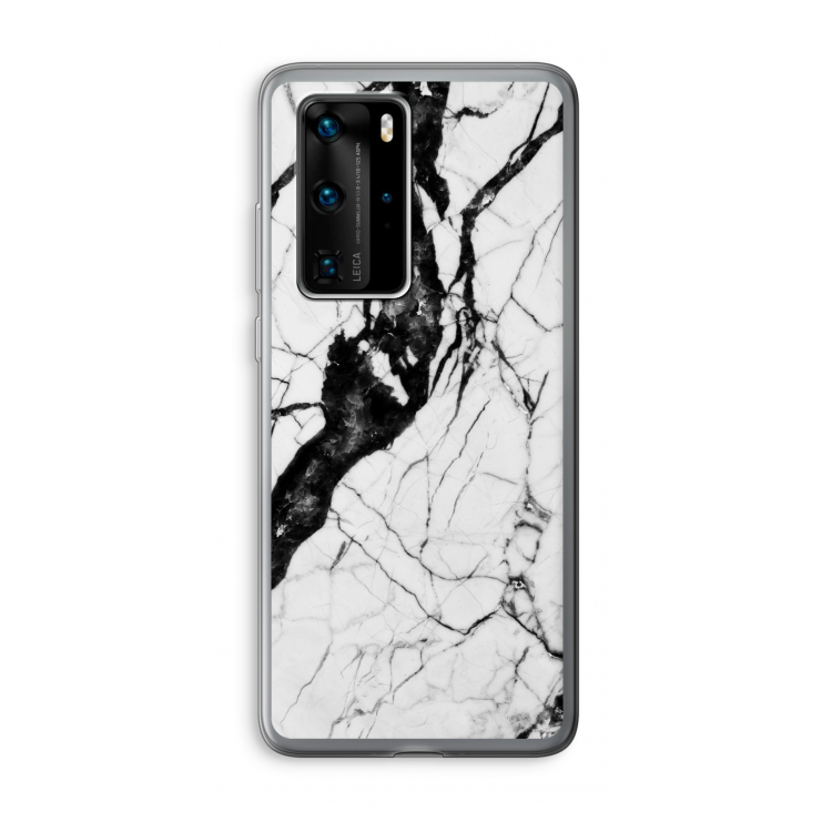 Witte marmer 2: Huawei P40 Pro Transparant Hoesje
