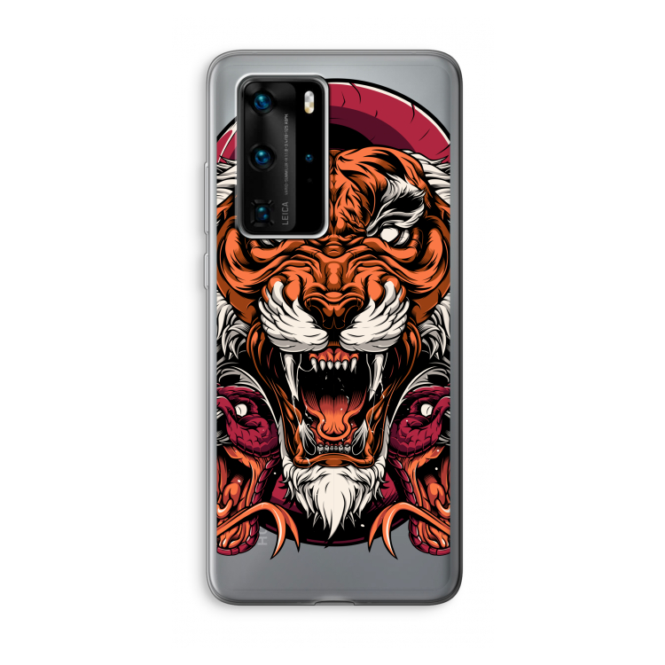 Tiger and Rattlesnakes: Huawei P40 Pro Transparant Hoesje