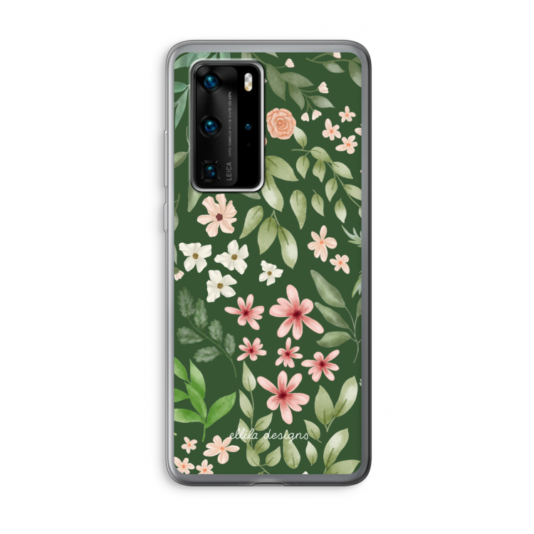 Botanical green sweet flower heaven: Huawei P40 Pro Transparant Hoesje