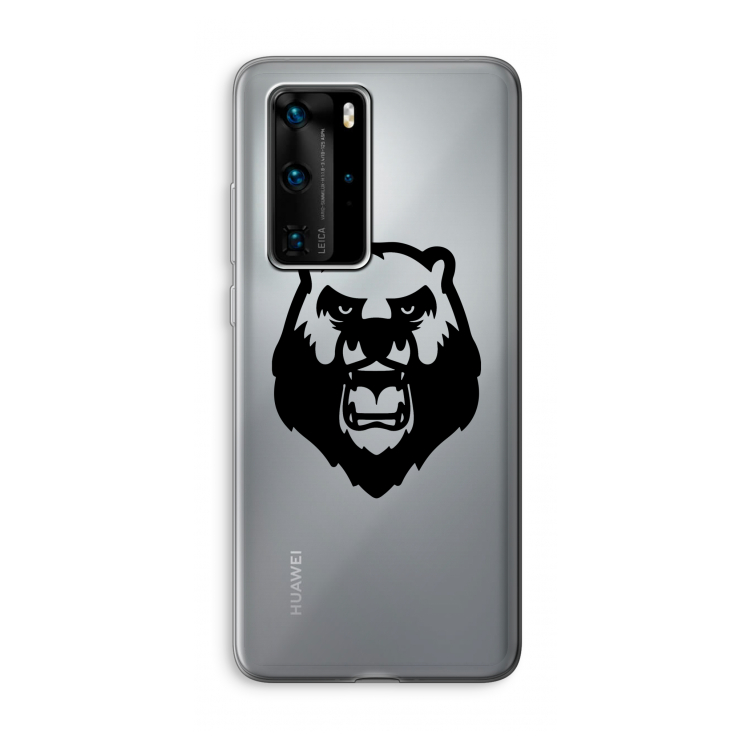 Angry Bear (black): Huawei P40 Pro Transparant Hoesje