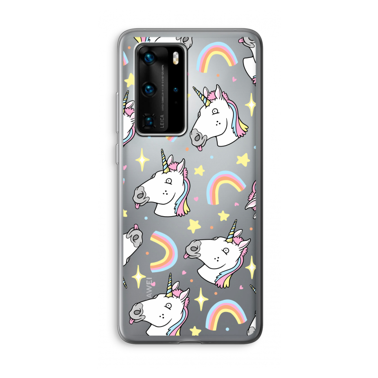 Rainbow Unicorn: Huawei P40 Pro Transparant Hoesje